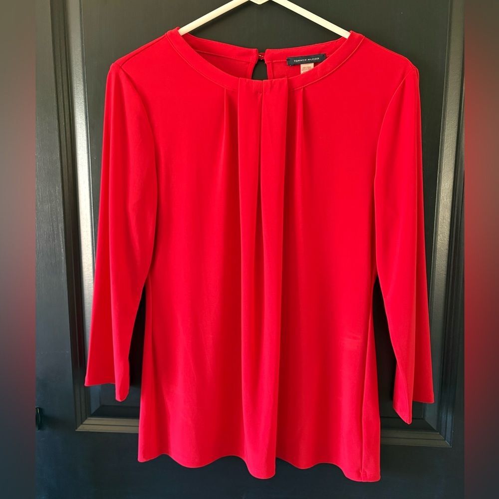 Tommy Hilfiger Red Blouse 3/4 Sleeve Small
